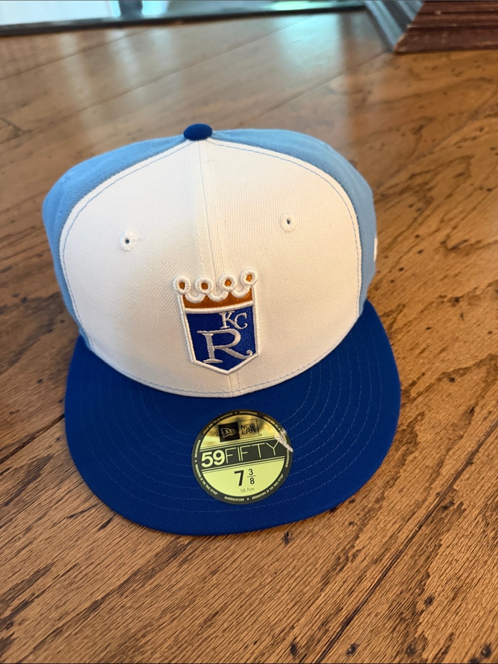 New Era Two-Tone Kansas City Royals Fitted Hat - White & Blue 7 3/8